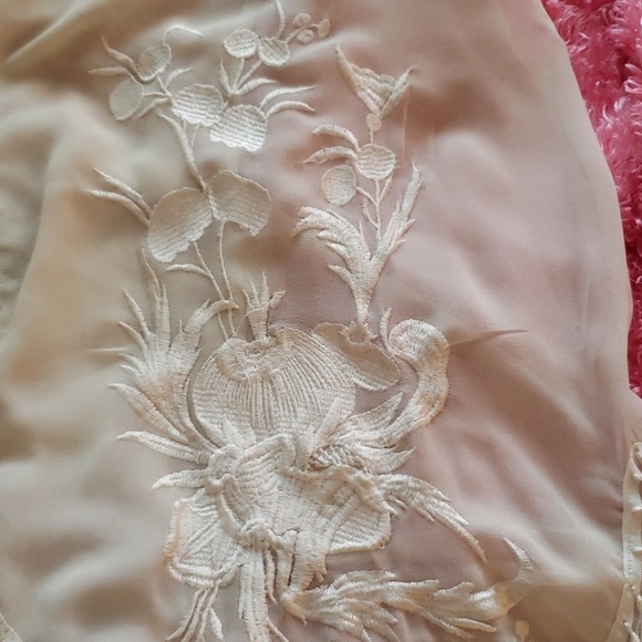 Cream sheer kimono with beautiful embroidery - Picture 6 of 7